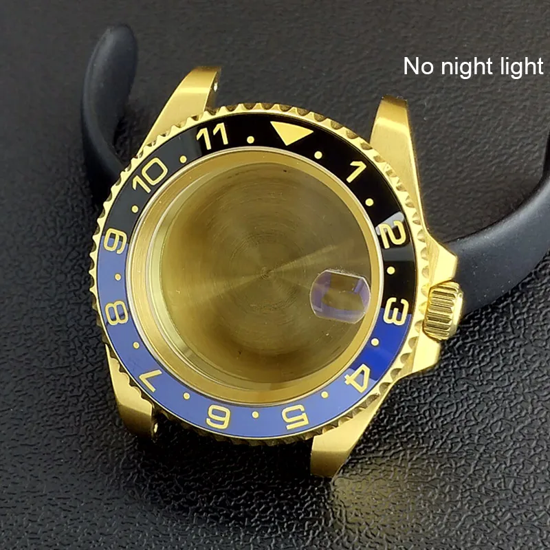 40MM Sapphire Glass GMT Bidirectional Rotation Watch Case with Accessories