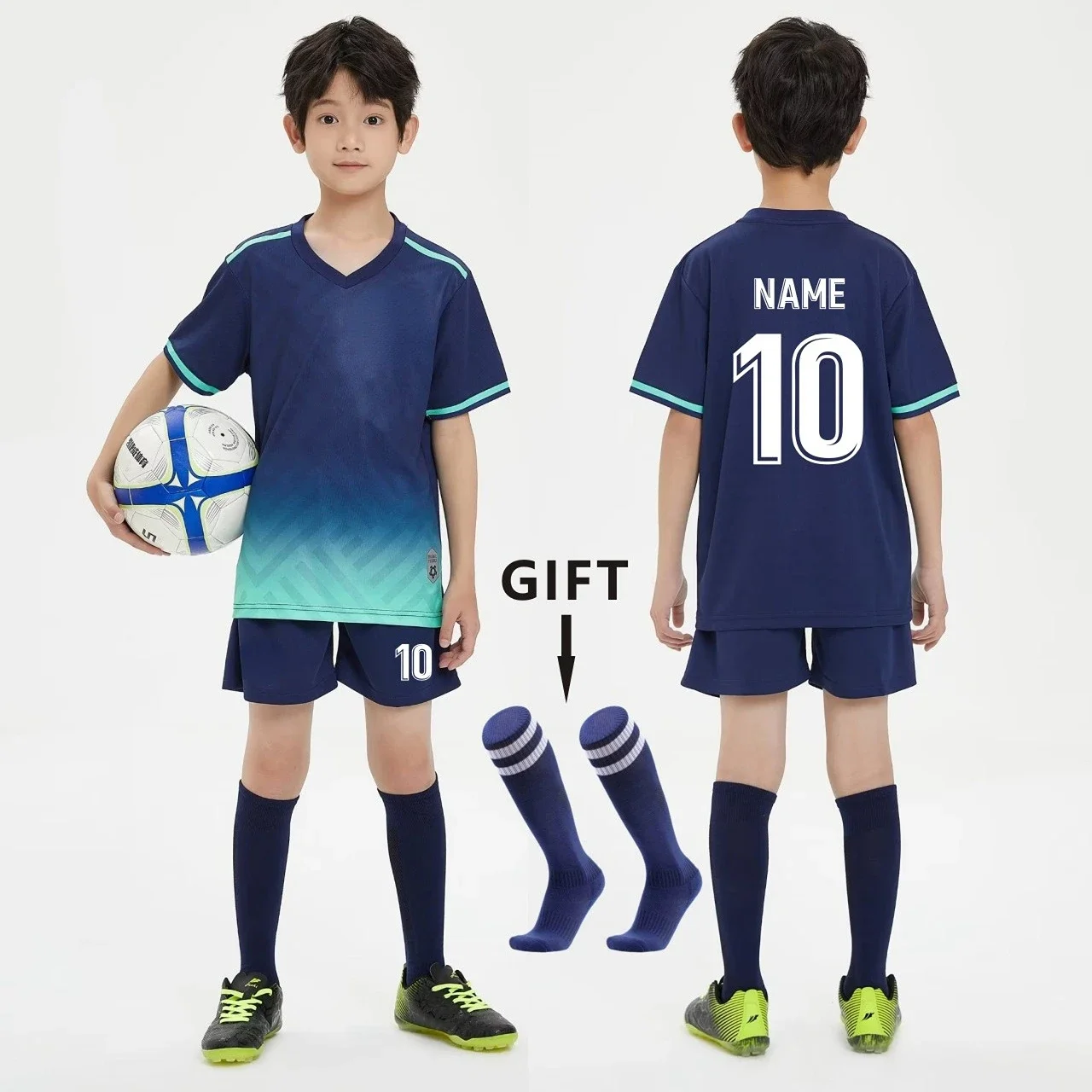 Boys Football Jersey tracksuit Child Soccer Sports Uniforms Kids Play Ball Sportswear Kits vest children's football suit Socks