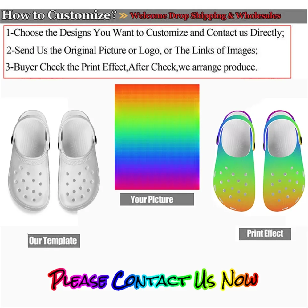 Custom Shoes Customized Clogs Water Shoes Mens Women Teenager Sandals DIY Garden Bespoke Home Customize Shoe Custom Hole Slipper