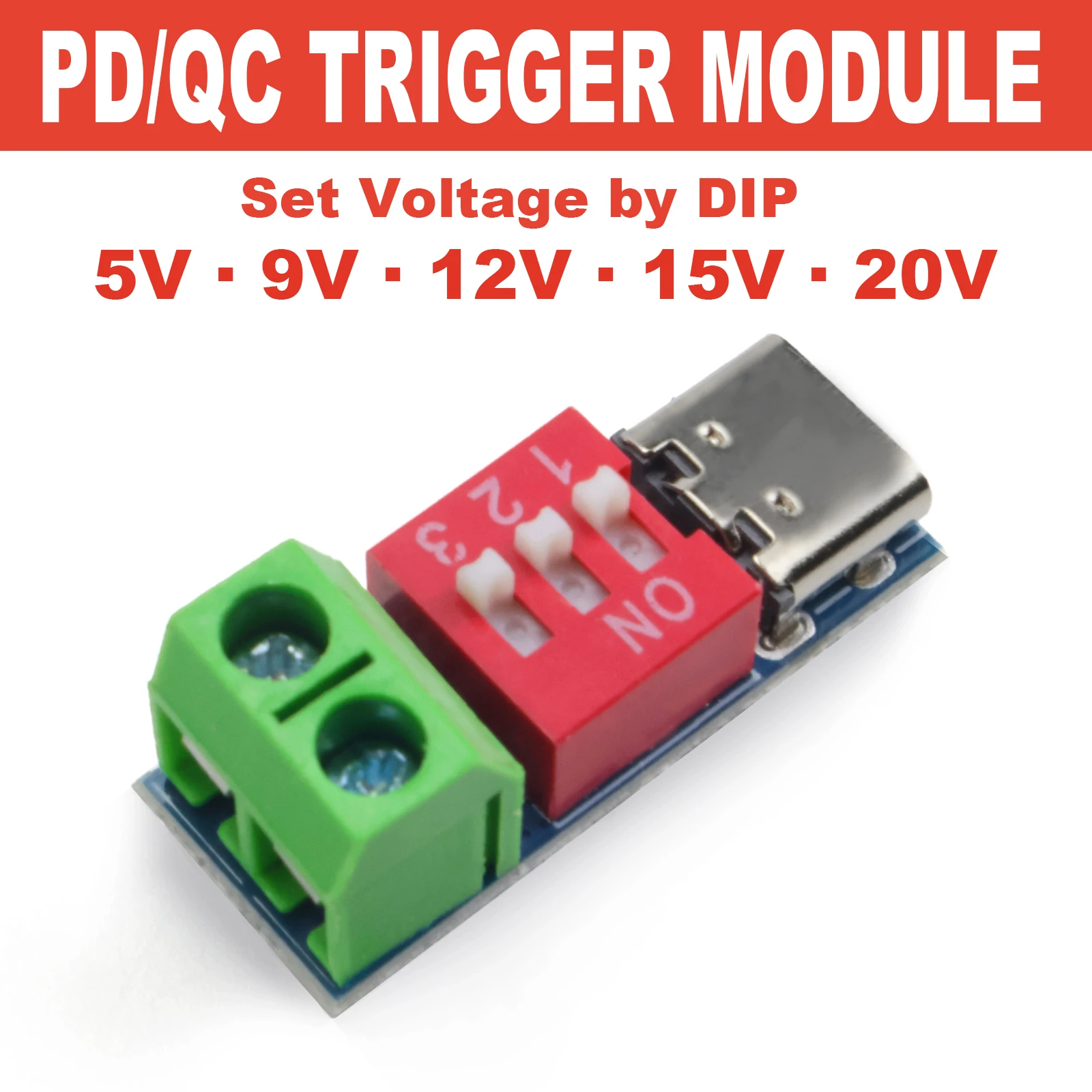 PD Trigger Modul Typ-C 5V 9V 12V 15V 20V Einstellbarer Decoy 100W Plug-and-Play Ohne Löten für Schnelles Laden DIY Elektronik