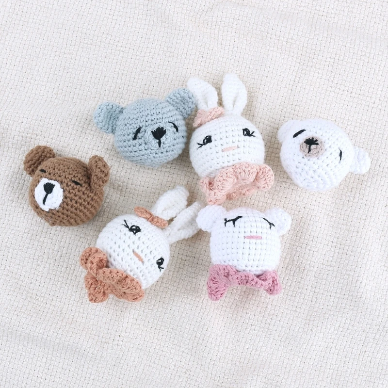 Crochet Animal Baby Pacifier Clip Accessories Handmade Knitted Bunny Teether Beads Newborn Nipple Clip Dummy Soother Holder Toy