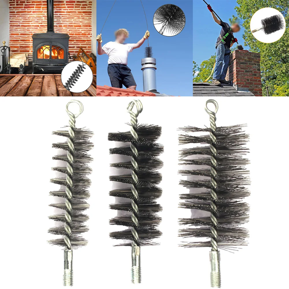 Pipe Wire Brush Round Chimney Flue Cleaning Brush Steel Wire Sweep Fireplace 50mm 60mm 120mm Stove Accessories