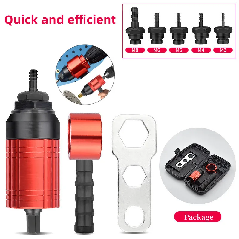 Rivet Nut Gun Riveting M3~M8 Cordless Rivet Drill Electric Adapter Insert Nut Tool, Can Be Used In Manual And Electric Mode 3