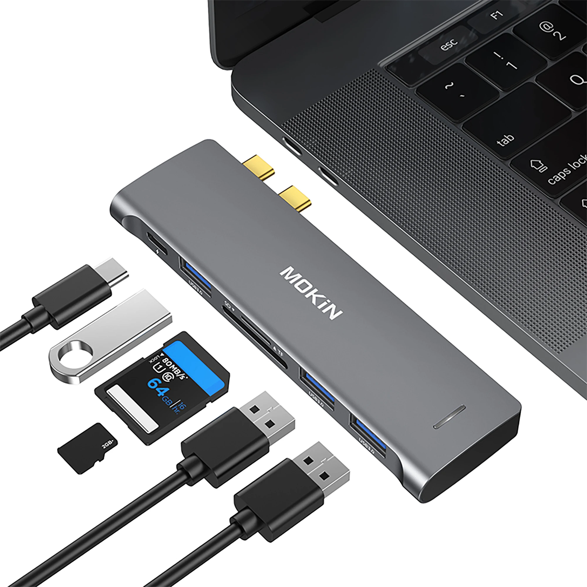 USB-хаб MOKiN 6 в 1, USB 2020/TF для MacBook Pro и Air 2019/2018/