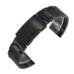 Elegant Stainless Steel Folding Buckle Watch Strap - Men's Replacement Wristband Accessory - 20mm (Black)