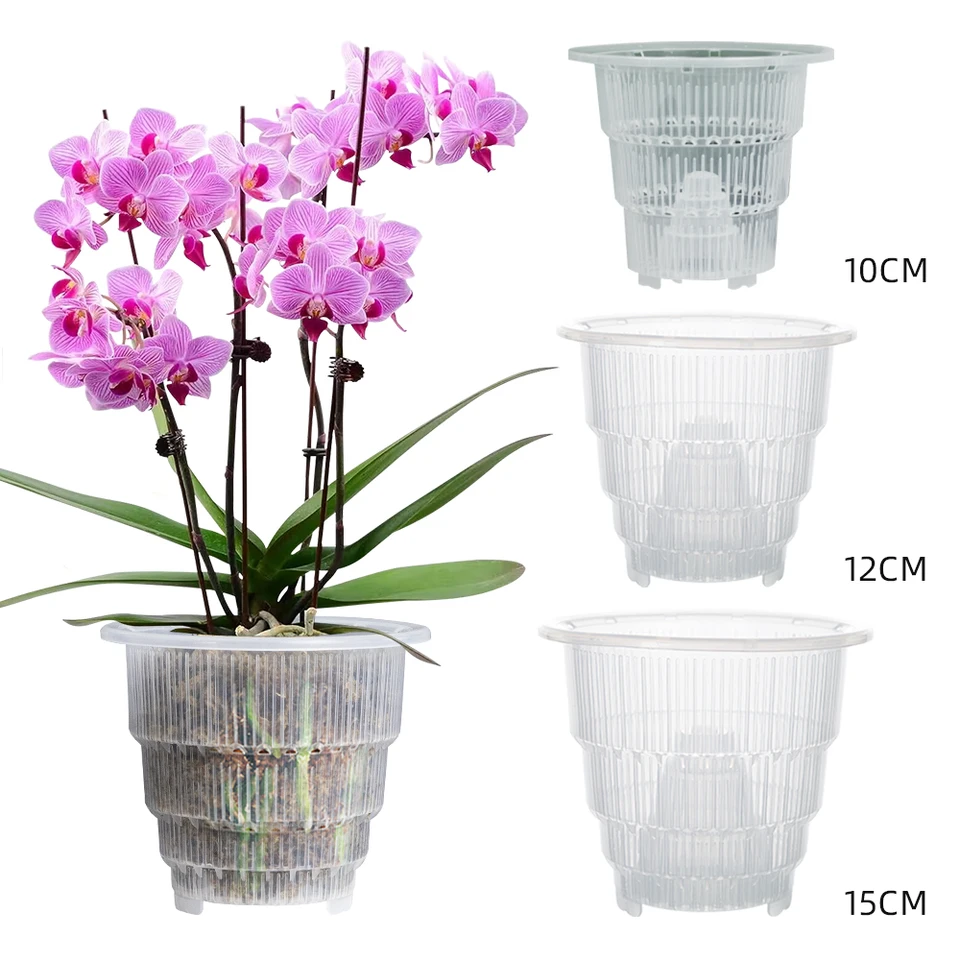 Zimoer 10 Piezas Vasi per Orchidee, Vaso Trasparente per Orchidee, Vaso per Piante in Plastica, Vasi Trasparenti Plastica con Fori Drenaggio, Vasi Fiori per Interni, Esterni, Giardino, Balcone (10cm