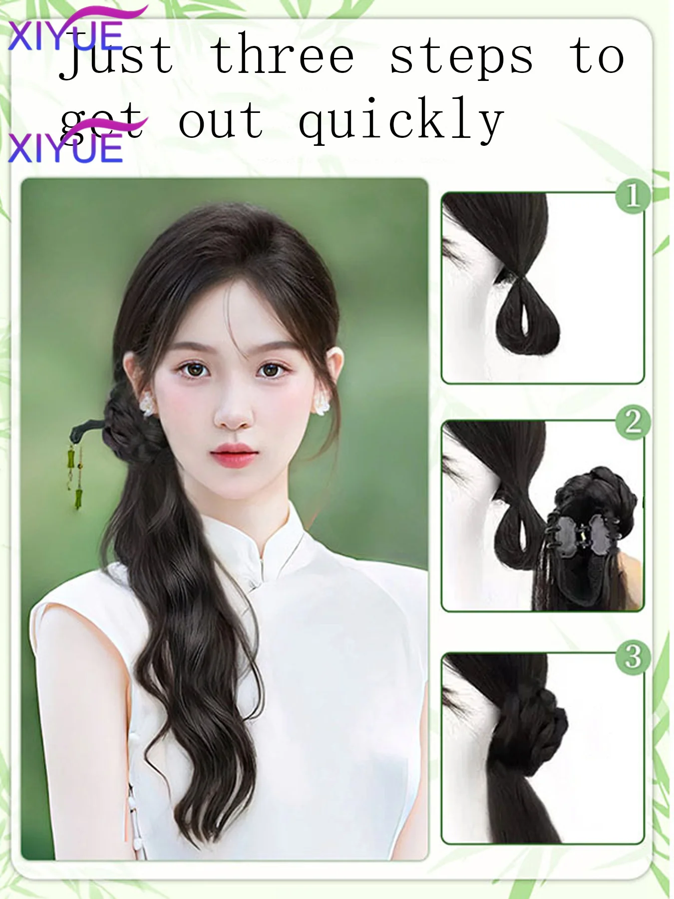 Synthetic New Chinese Style Claw Clip Long Curly Ponytail Natural Fluffy Can Be Tied Ancient Style Hanfu Cheongsam Ponytail Wig