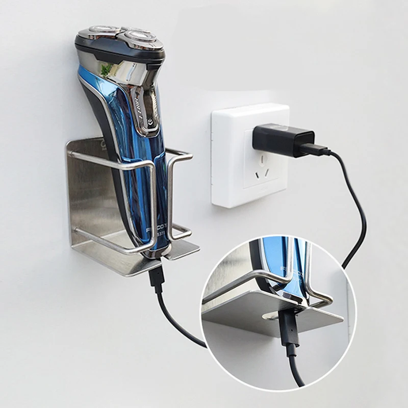 ที่วางมีดโกนหนวดไฟฟ้าสำหรับผู้ชาย 1 ชิ้น ที่วางแปรงสีฟันสแตนเลส ที่จัดระเบียบเครื่องโกนหนวดและแปรงสีฟันในห้องน้ำ 1