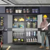 Metal Garage Storage Cabinet with Locking Doors and Adjustable Shelves, Rolling Tool Storage Cabinet with 4 Wheels and 1 Drawer 2