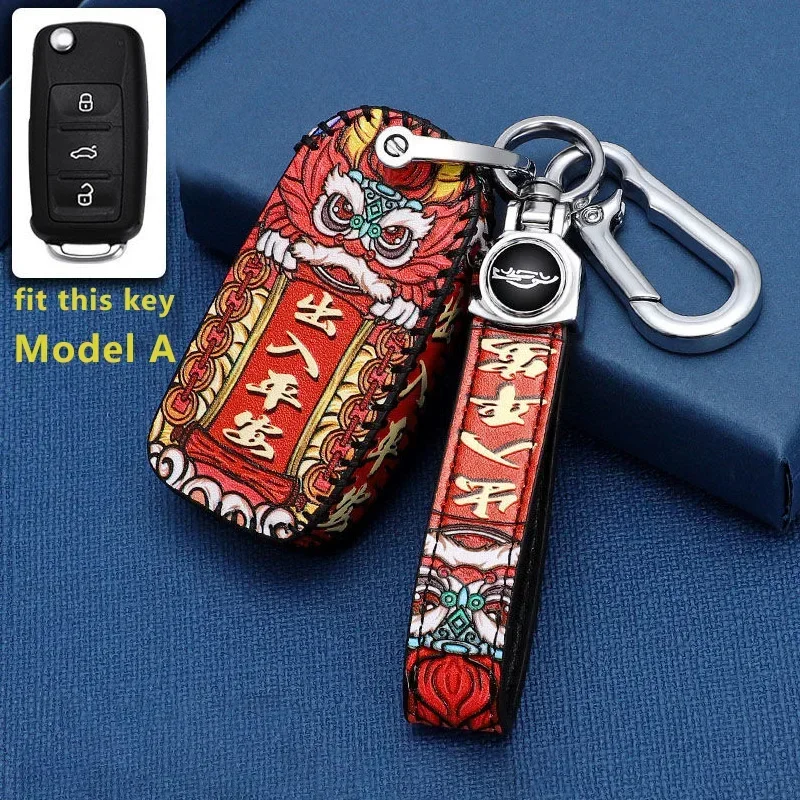 Funda de cuero para llave de coche para VW Volkswagen Golf 7 MK7 Jetta POLO para Skoda Yeti Superb Rapid Octavia para SEAT Leon Ibiza Funda para llave