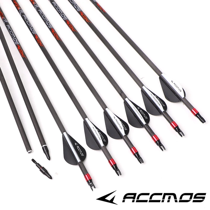 6/12pcs Pure Carbon Arrow ID 6.2mm Spine 3