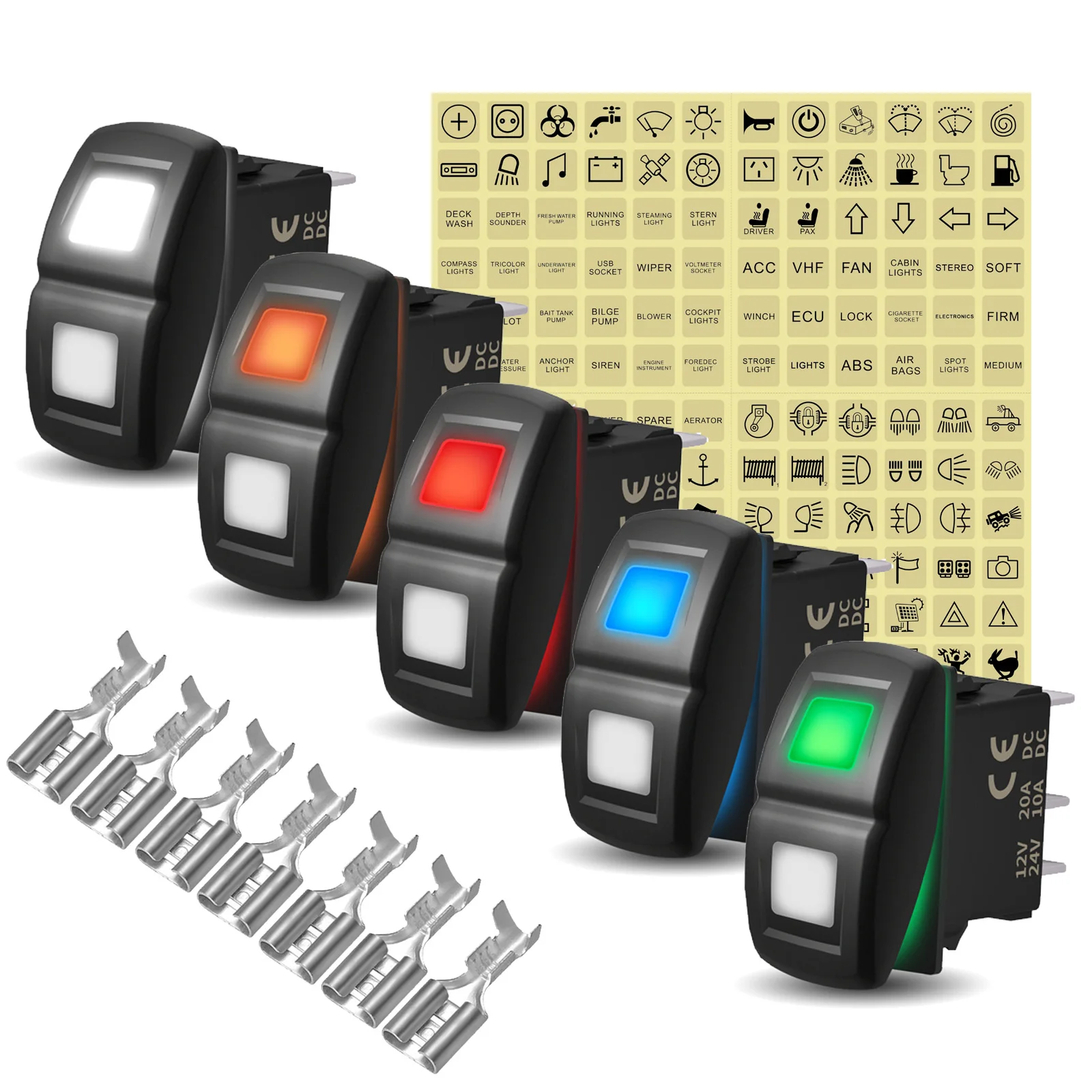 12/24 Volt Led Waterproof Rocker Switch On-On/ On-On-On/ On-Off-On/ Off ...