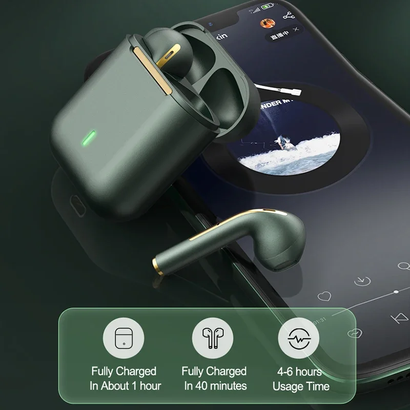 TWS J18 Bluetooth Earphones True Wireless Stereo HIFI Headphone Audio Earbuds Sports Headset With Microphone headphones 3