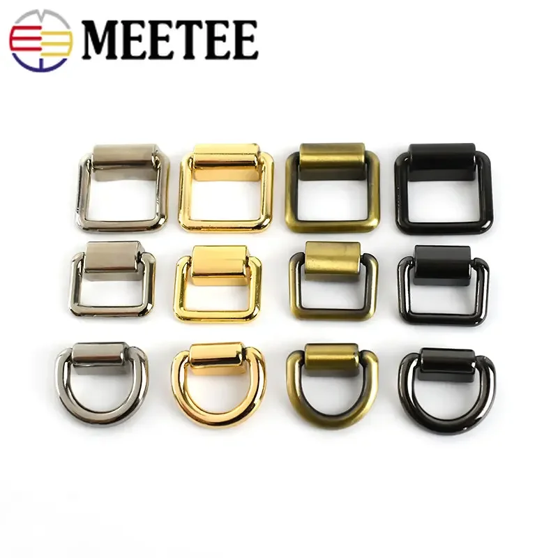 5/10Pcs Square Metal Bag Side Clip Buckle Screw D Ring