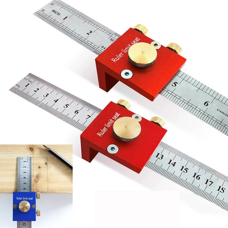 30cm 12 Inch/90 Degree Steel Ruler Positioning Slide Stops Woodworking Right Angle Ruler Square Measuring Tool Carpentry Tool aluminum alloy positioning block limit ruler woodworking line scribe diy adjustable precision measuring scale tool 200 500mm