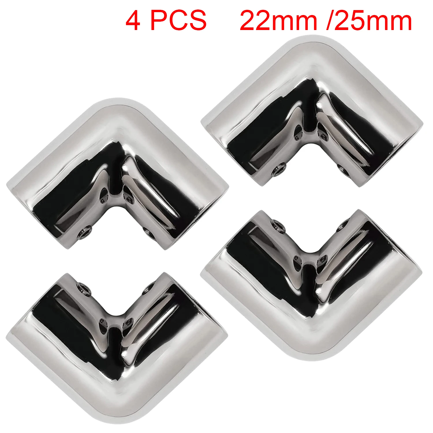 4 PCS Stainless Steel 316 Boat 2 Way Elbow Handrail Pipe Connector Marine 90 Degree Hand Rail Fitting for 22mm/25mm Tube Pipe heavy duty marine grade 316 stainless steel boats yacht hand rail fitting 90 degree elbow for 25mm 1 pipe tubing mount hardware