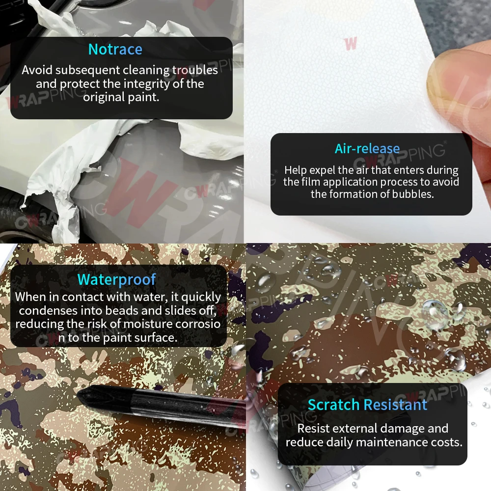 Digitale Tarnfolie, wasserdicht, für Automobile, Vinyl, Autoverpackung, Verpackungswerkzeuge, Fahrzeugdekoration, Auto-Stimmzubehör, Abdeckung – Detail 4