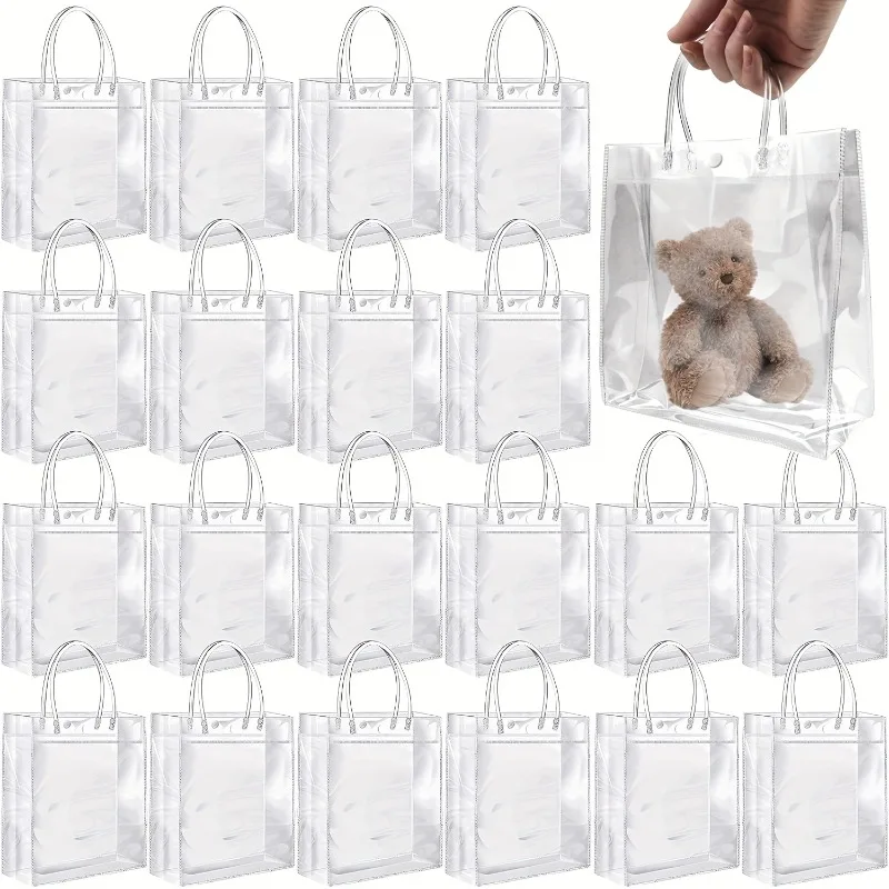 Gift bags 5/10/20PCS Transparent Plastic with Handle Reusable PVC Wedding Birthday Party