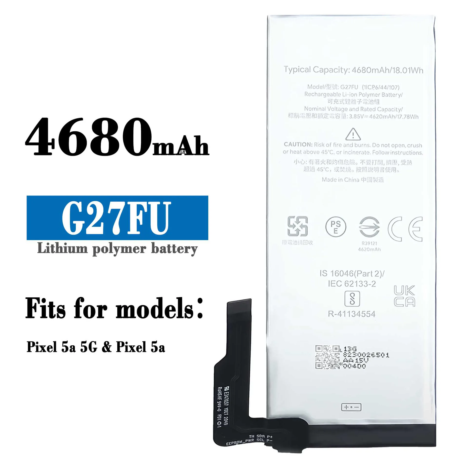 

G27FU Orginal Replacement Battery For HTC Google Pixel 5A High-capacity High Quality 4680mAh Built-in Lithium Latest Batteries