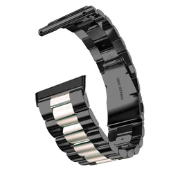 Premium Stainless Steel Replacement Strap for Fitbit Versa - Sleek Metal Band for Smartwatch (Black Silver)