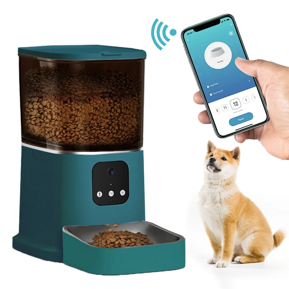 

APP Smart Pet Dog Feeder Cat Dry Food Recording Timing Wifi Automatic Dispenser Stainless Steel 6L Bowl Dogs Product Supplies