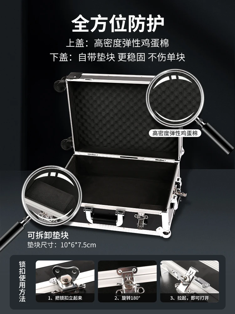 Ghost Fire W 시리즈 멀티 이펙트 페달 케이스, 개폐식 핸들, 바퀴가 달린 범용 비행 케이스