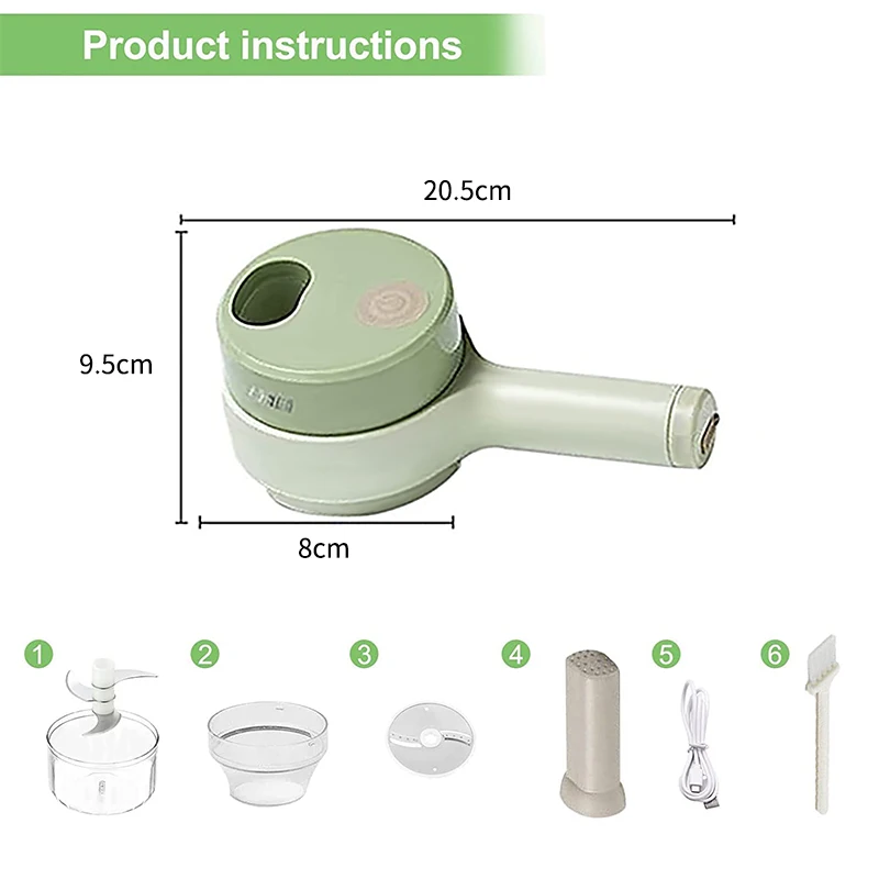 Upgrade】Multifunctional 4 in 1 Handheld Electric Vegetable Cutter Set,  Portable Wireless Food Chopper