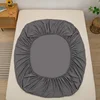 Solid Color Bed Sheet with Elastic Plain Dark Gray Fitted Bed Sheets Single/Queen/King Bed Linen sabanas cama matrimonial Sheets 2