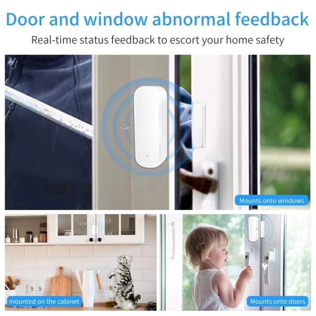 Tuya ZigBee Door Window Sensor Smart Home Contact Detector Open/Closed Detection Voice Control Alexa Google Home Security Alarm 6