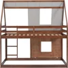 Twin Over Twin House Bunk Bed with Roof and Built-in Ladder Low Bunk Beds for Kids Teens  Toddler  Bunk Beds for Kids 4