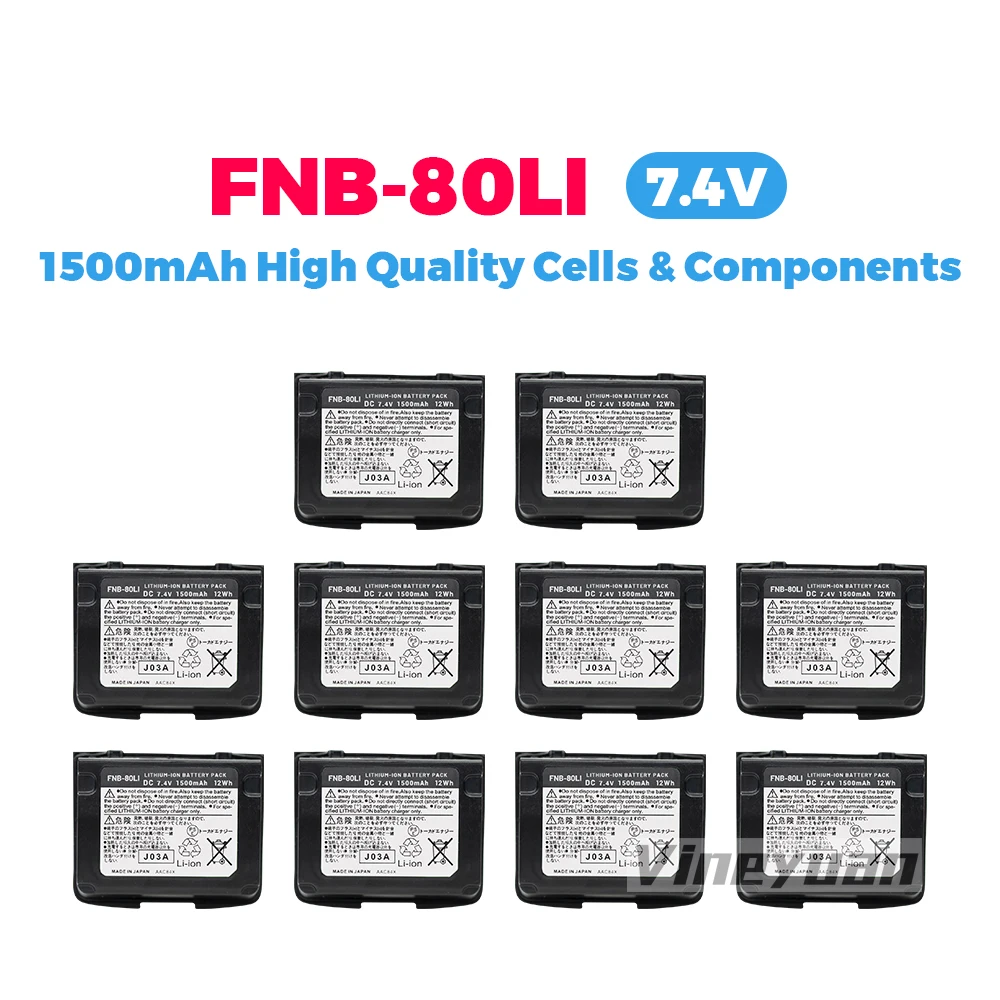 12Pcs 1500Mah Fnb-80Li Fnb-58Li Li-Ion Batteria Per Yaesu Vertex Vx-5 Vx-5R Vx-6R Vx-7R Vxa-700 Vxa-710 Radio Batteria Di Ricambio