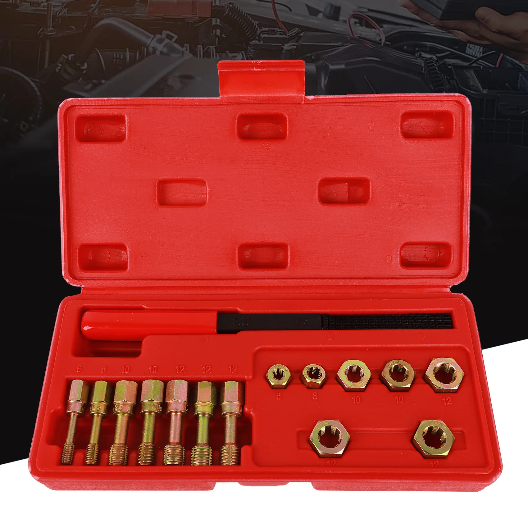 15Pcs Thread Restorer Kit Carbon Steel Car Rethreading Repair Tool Set ...