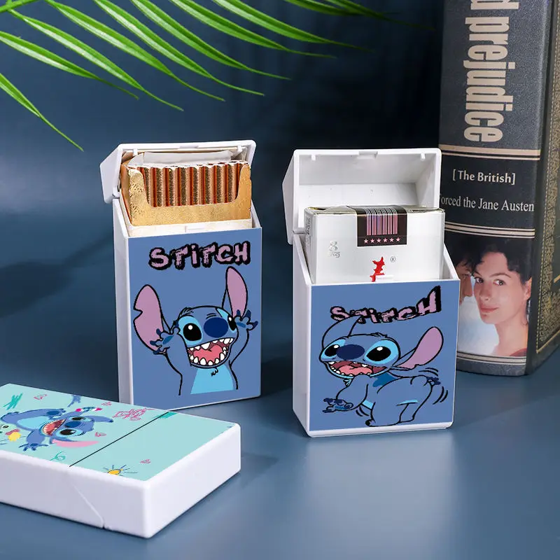 

New Disney animated cartoon Lilo and Stitch flip-top plastic cigarette box, cute thick and thin, personalized gift for friends