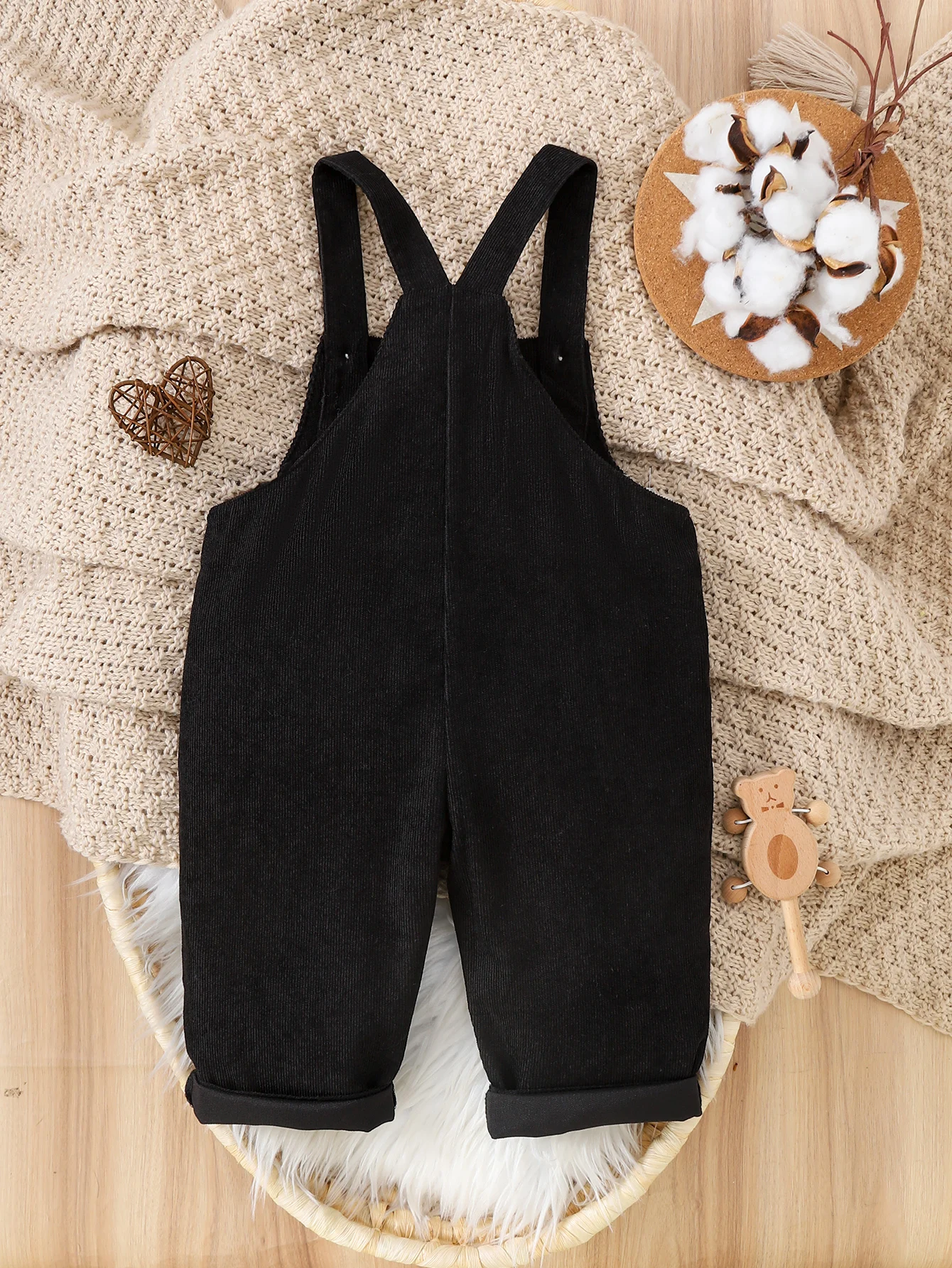 Winter Corduroy Overalls Warm Fluffy Baby Toddler Cartoon Decorated Loose Fit Home Out ection Windproof door Cold Prot Warm 2