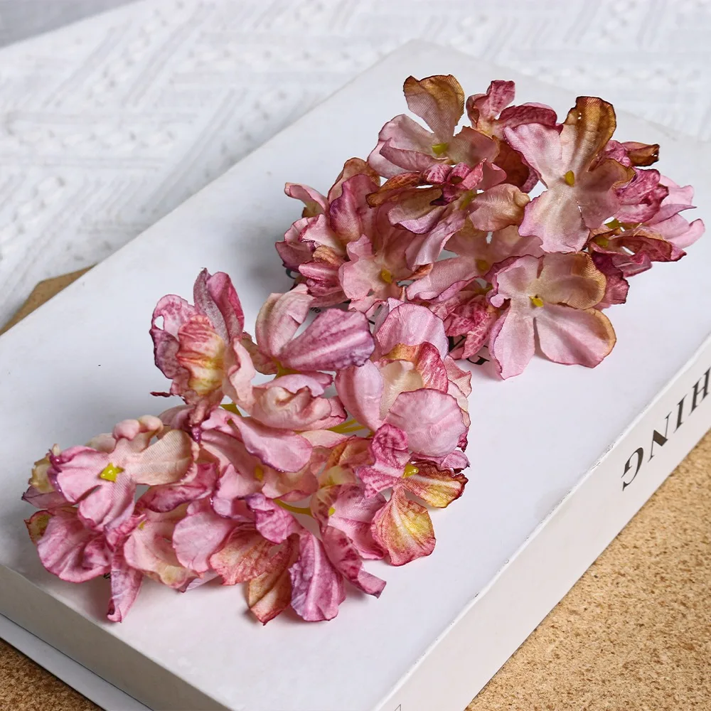 2/5 Stück Hortensien, künstliche Blumenköpfe, Seide, künstliche Blumen für Heimdekoration, Garten, Hochzeit, Dekoration, DIY, Girlande, Geschenke, Zubehör – Detail 12