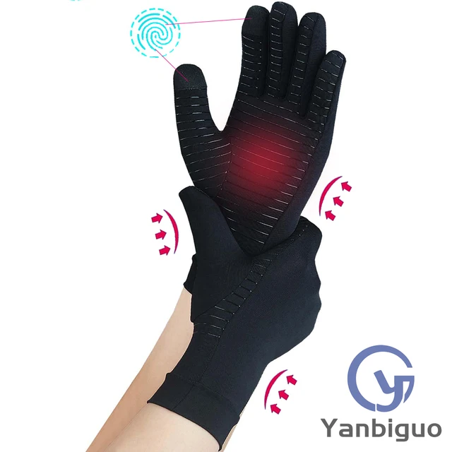 Toomy Cooper Hand Gloves 2 Pairs Full Finger Copper Arthritis Compression Gloves For Women Men Wrist Strap Carpal Tunnel Hand Pain Relief Swelling Typing Touchscreen Tips Large X Copper Vibe Vibration And