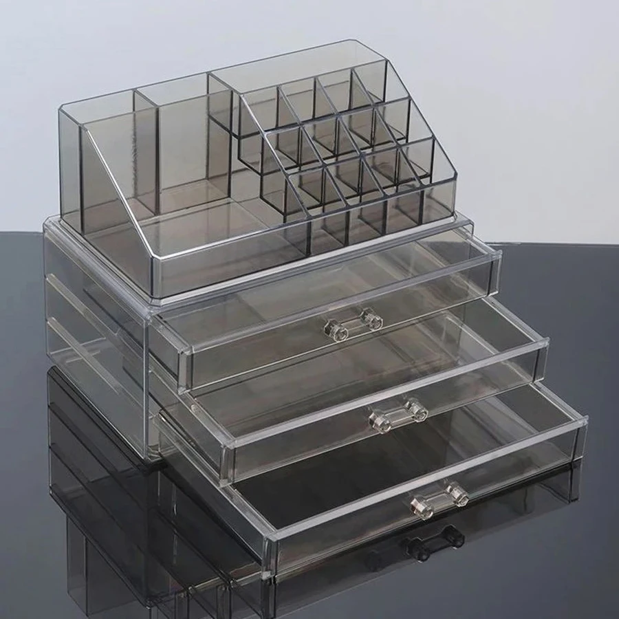 Multi-layer Drawer Acrylic Transparent Makeup Storage Organizer Large Cosmetic Display Case Stackable Drawers Dresser 3