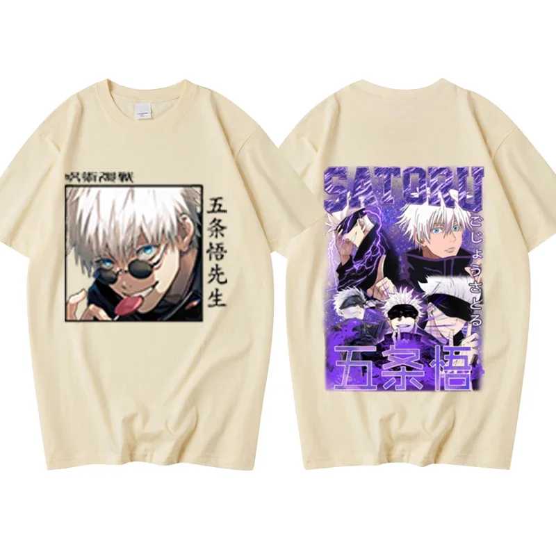 

Мужская футболка 2023, уличная одежда juютсу, Kaisen, Gojou Satoru, аниме графическая футболка в стиле хип-хоп, большие размеры, стиль Харадзюку