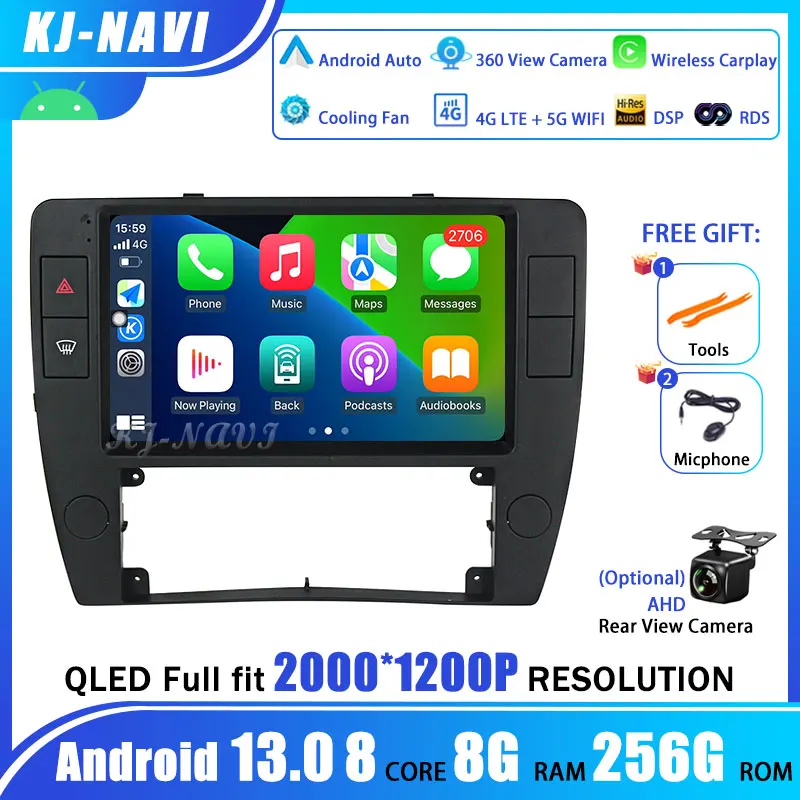

360 Camera Android 13 Radio Car Multimedia Autoradio For VW Passat B5 2000 - 2005 CarPlay 4G GPS RDS HD Recorder NO 2 Din