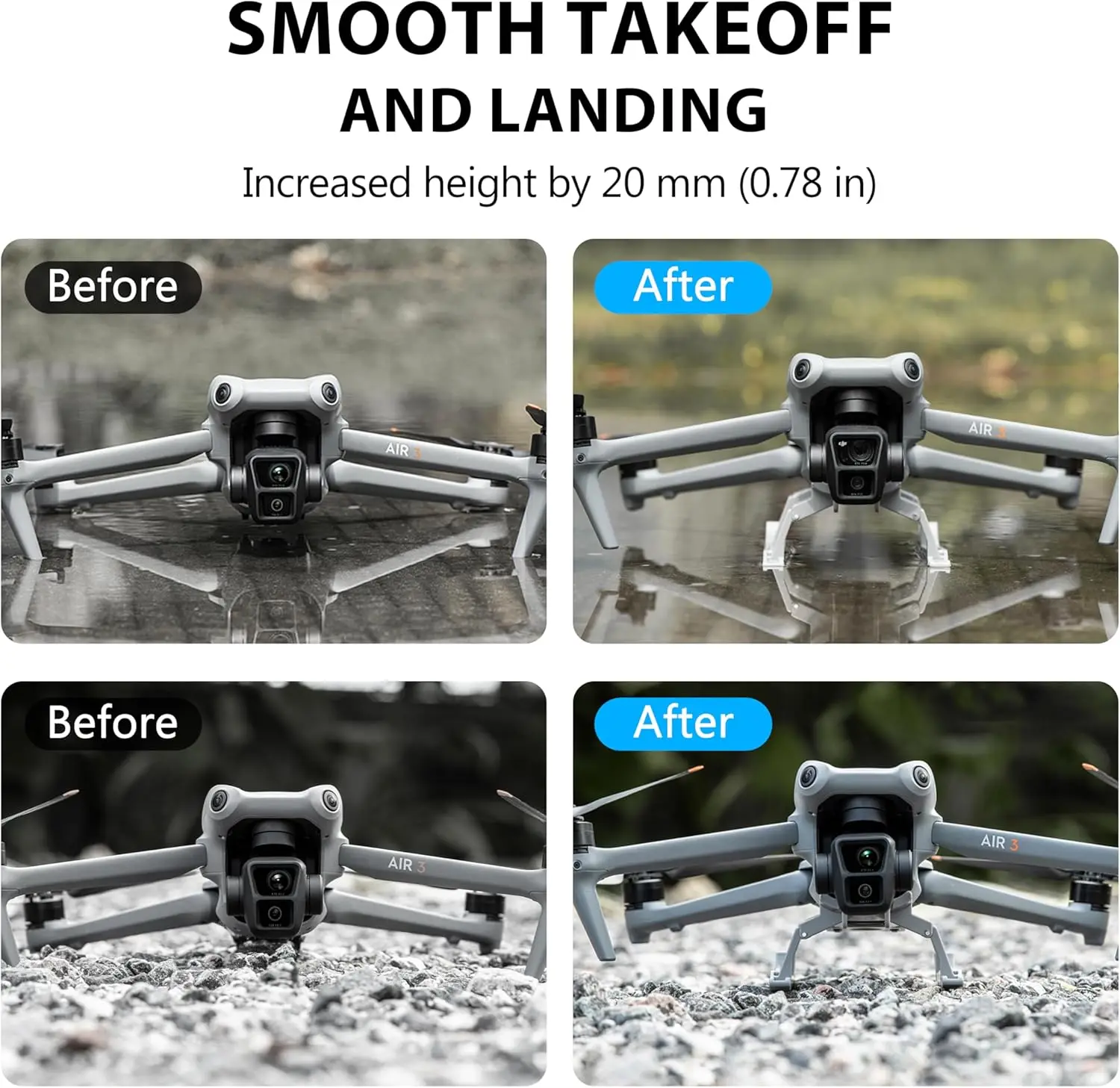 DJI Air 3 및 Air 3S와 호환되는 랜딩기어 STARTRC PHOTO 접이식 확장형 퀵 릴리즈 드론