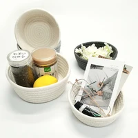 1PC Nordic Hand Woven Cotton Rope Storage Baskets Desktop Sundries Kids Toys Organizer Box Baby Dirty Clothes Laundry Basket 5