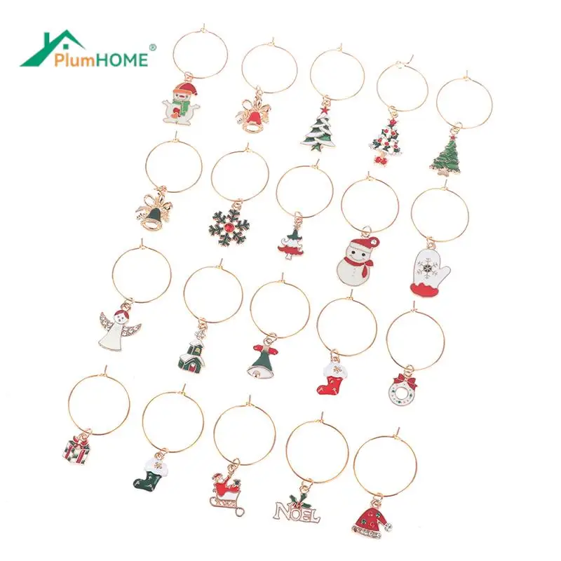 20pcs Christmas Wine Glass Charms Delicate Useful Durable Wine Cup Tags Cup Decorations Markers for House Party