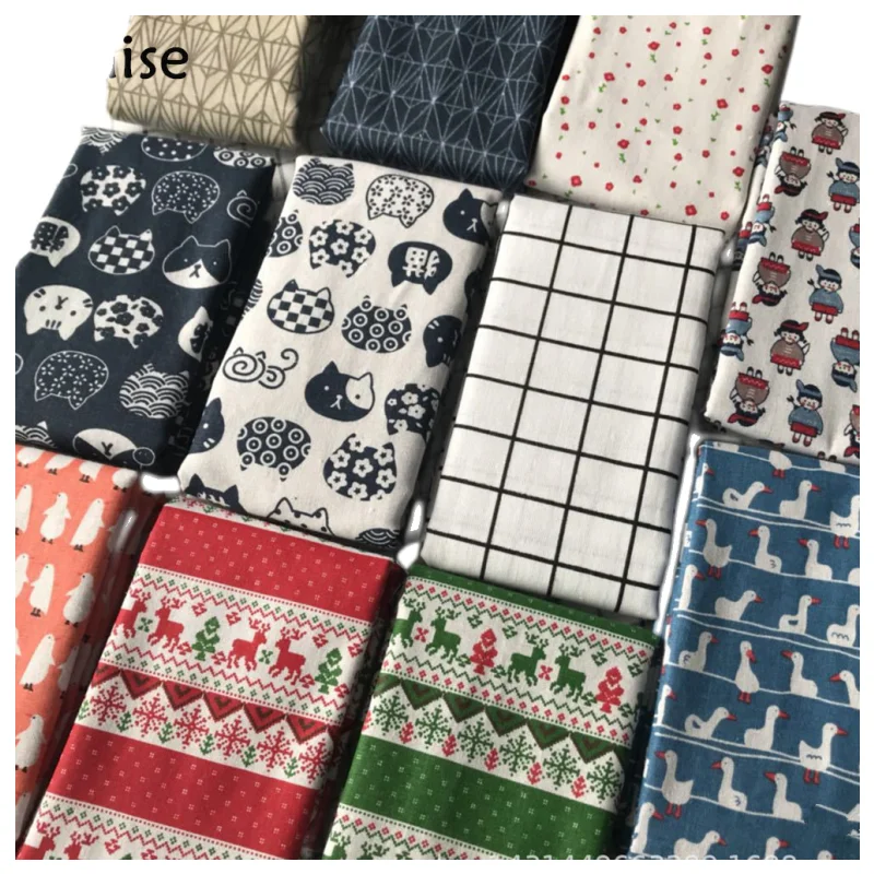 LINEN Cotton Fabric For Clothing Quilting Twill Fabrics Cloth CAT DIY Sofa BAG Curtain Tablecloth Cushion CRAFT SEWING Materials