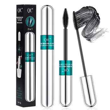 QIC 4D 실크 섬유 속눈썹 마스카라, 방수 연장 마스카라, 두꺼운 VIBELY 4D 마스카라, 메이크업, 2 in 1