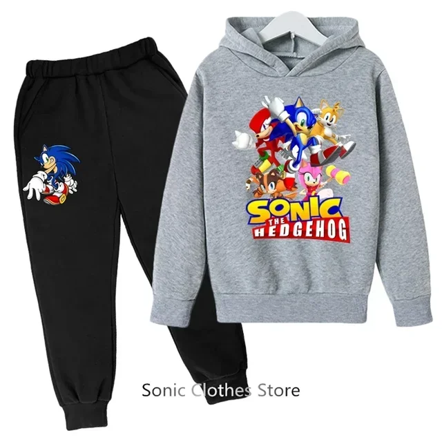 thumbnail image 1 of Sudadera con capucha de baloncesto para niños y niñas, conjunto de sudadera con capucha de Sonic Sports, primavera y otoño, 2 piezas, tops y pantalones, para adolescentes de 3 a 14 años, 1 of 5