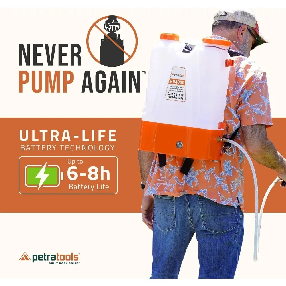 4 Gallon Battery Powered Backpack Sprayer with Cart-Wheeled Cart Sprayer-HD Wand, Wide Mouth Lid, Multiple Nozzles