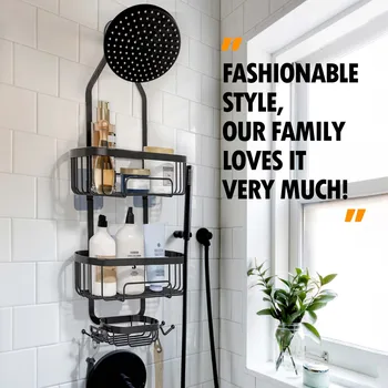 Mensole per doccia domestiche a 3 livelli per appendere il contenitore per il bagno, senza foratura, organizer da cucina per soggiorno, antiruggine