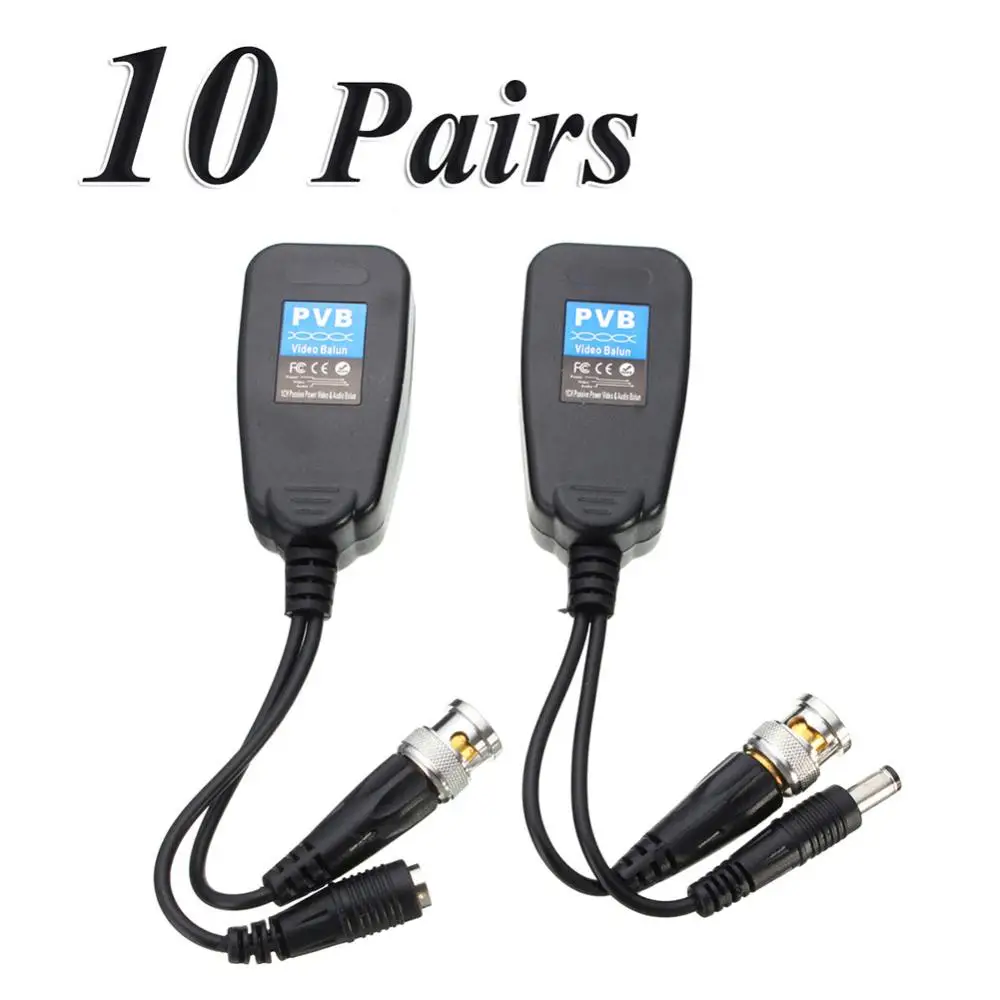 

10 Pairs CCTV Coax BNC Video Power Balun Transceiver to CAT5e/6 RJ45 Connector