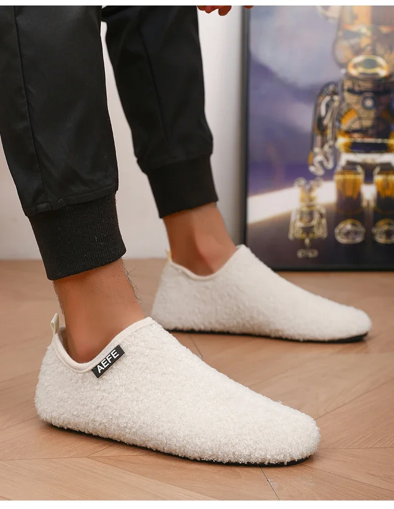 Sa2fd87036d554f039d56f065223dd327D Warm Lightweight Cotton Slippers for Men Plush Winter Home Loafers