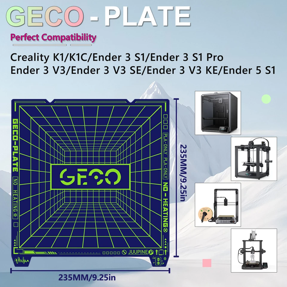 Imdinnogo 3D Printer Platform H1H Build Plate For Original PrusaMK3 MK3S MK4: 253.8x241mm Double-Sided Smooth Multi Colored Flexible Removable Steel Plate MK52 Sheet BCZAMD